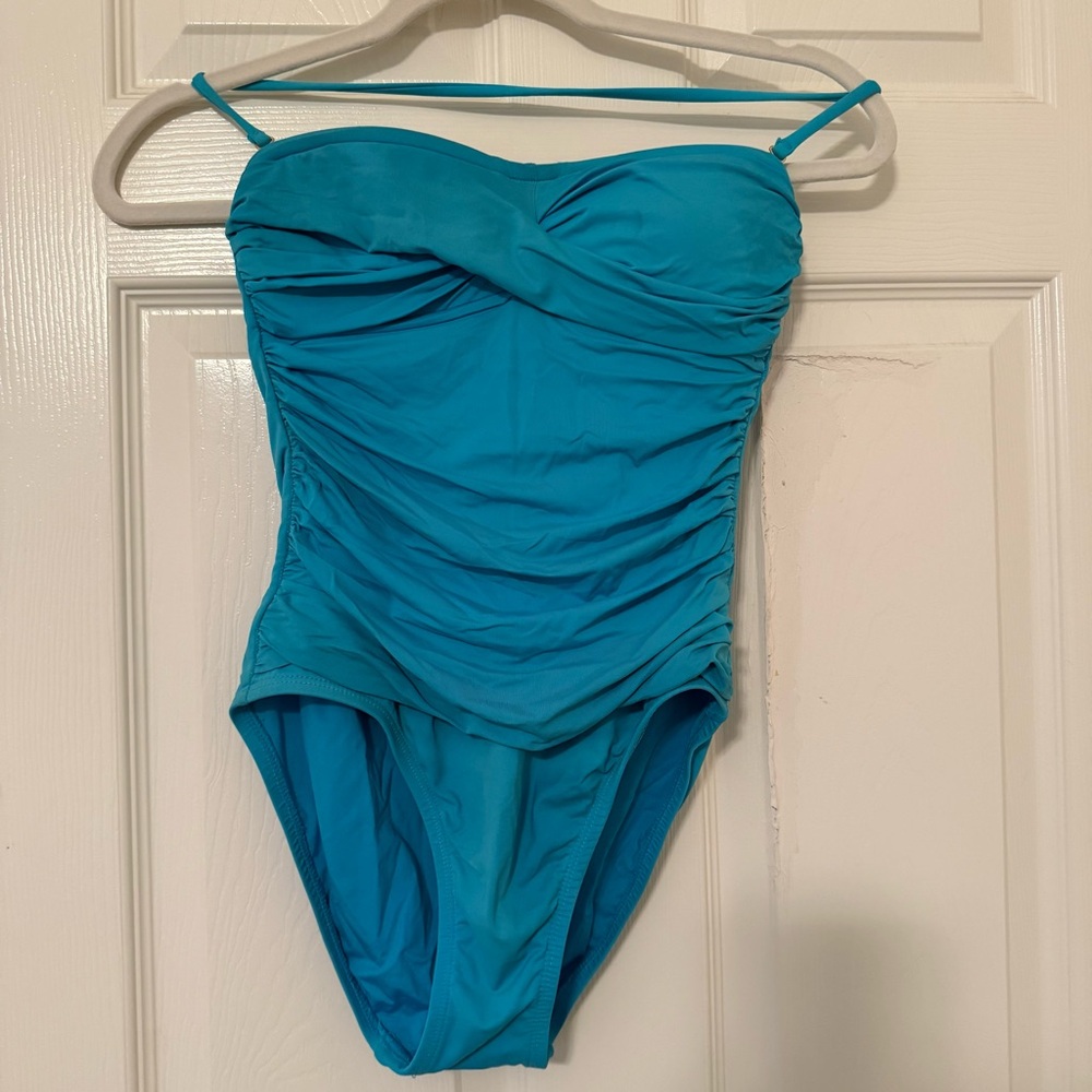 La Blanca women One Piece in Teal vacation beach pool blue ruched